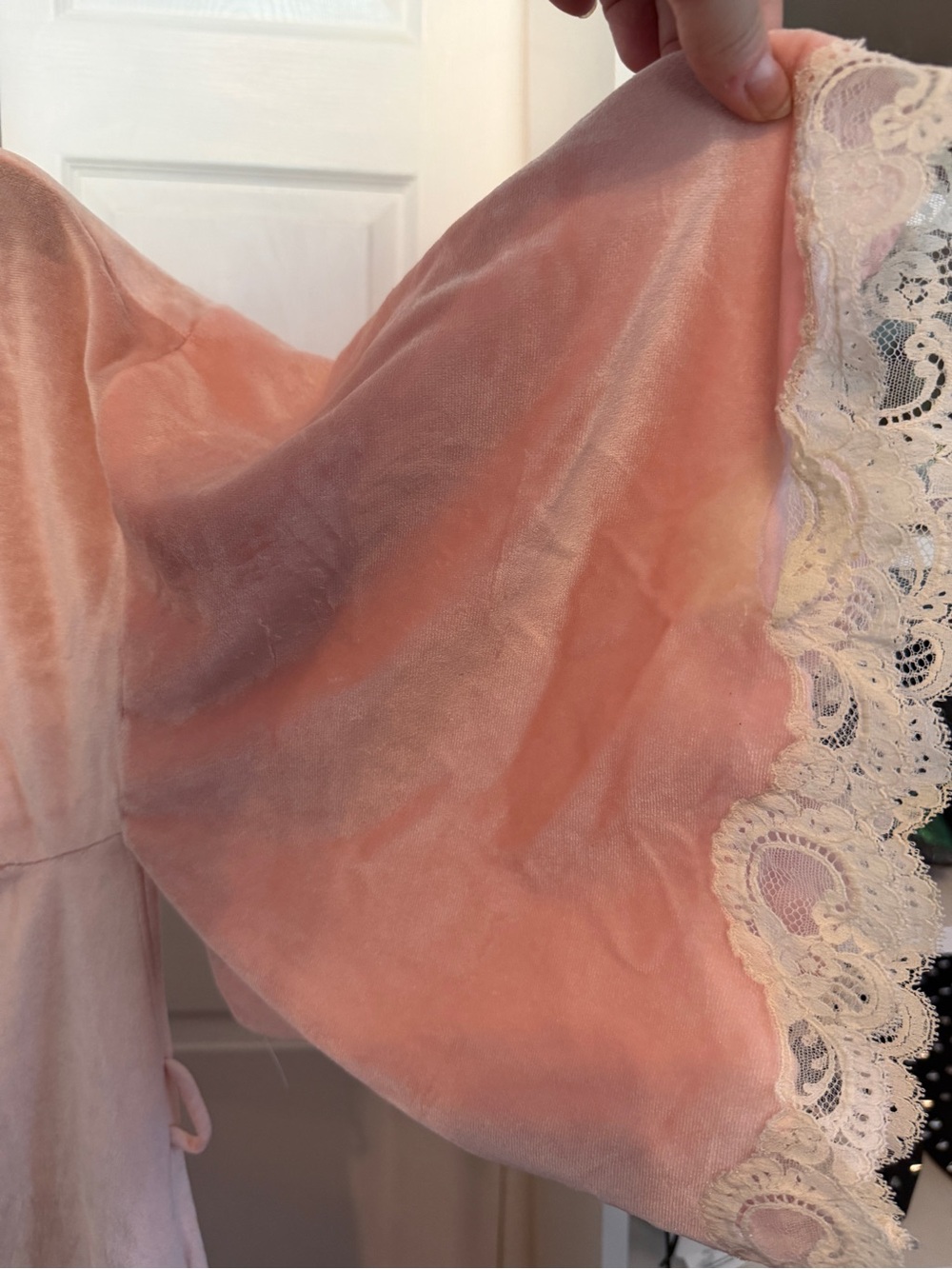 Vintage Christian Dior Pink Lace-Trim Kimono Robe M - Picture 5 of 15